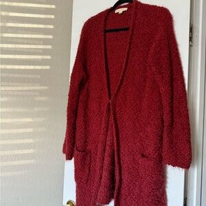 Long burgundy cardigan